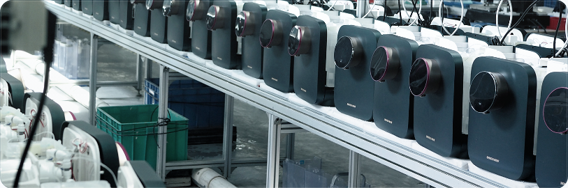 Rows of water appliances connected for extended performance verification.